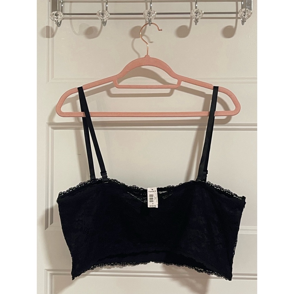 Torrid Black Padded Lace Bralette w/ or w/o Straps NWT Sz 3 (22/24) - Picture 5 of 11